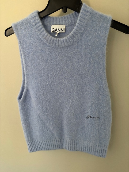 Ganni Sweaters - Ganni Powder Blue Fuzzy Knit Sleeveless Vest M